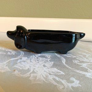 Black Ceramic Dachshund Succulent Planter